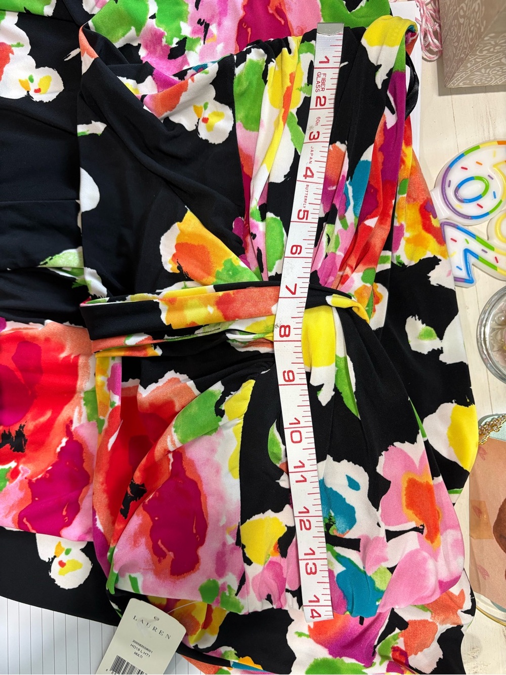 Lauren Ralph Lauren Black Strapless Floral Maxi Dress with Bright Blooms - Picture 12 of 13